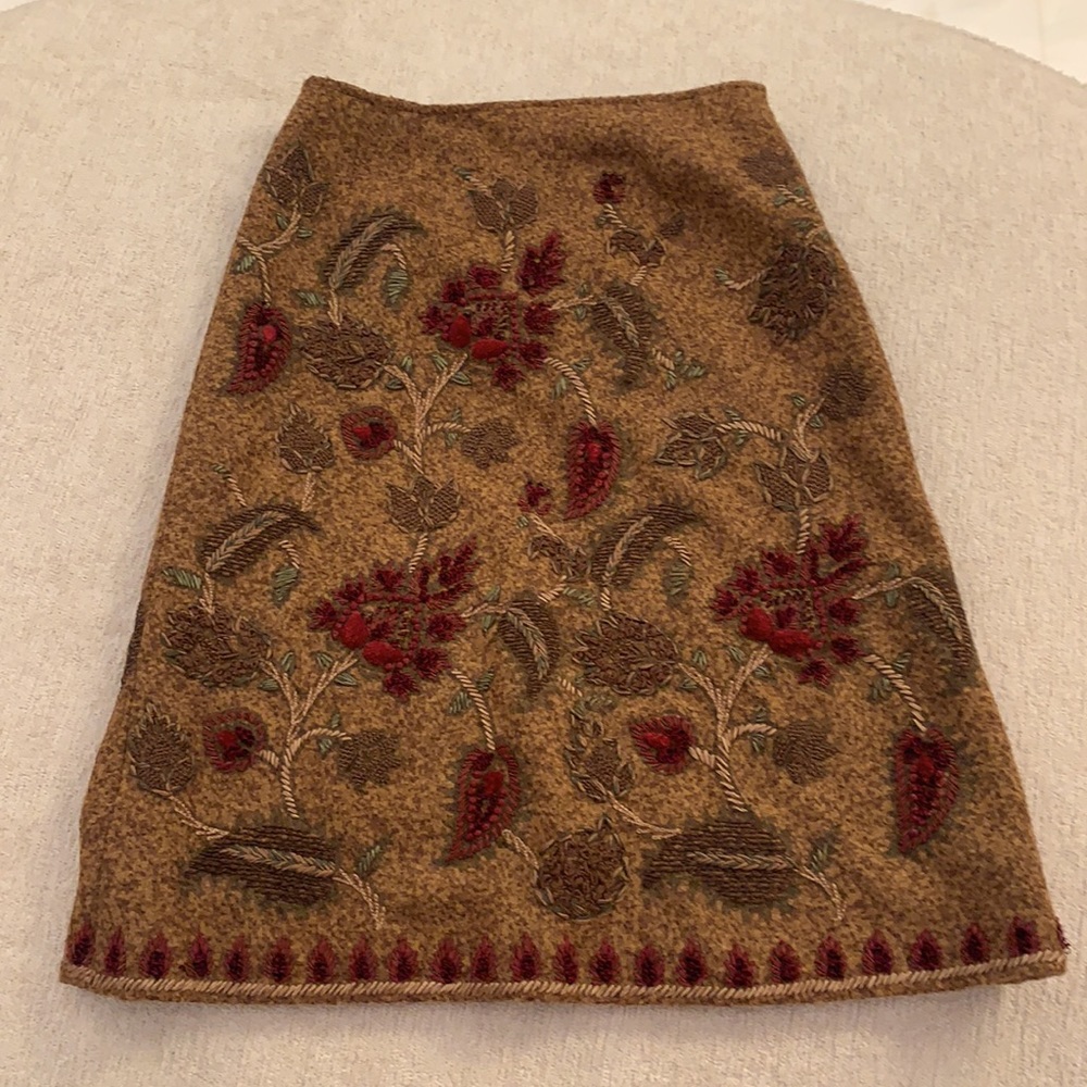 Oscar de la Renta for Bergdorf Goodman Embroidered Winter A-Line Skirt